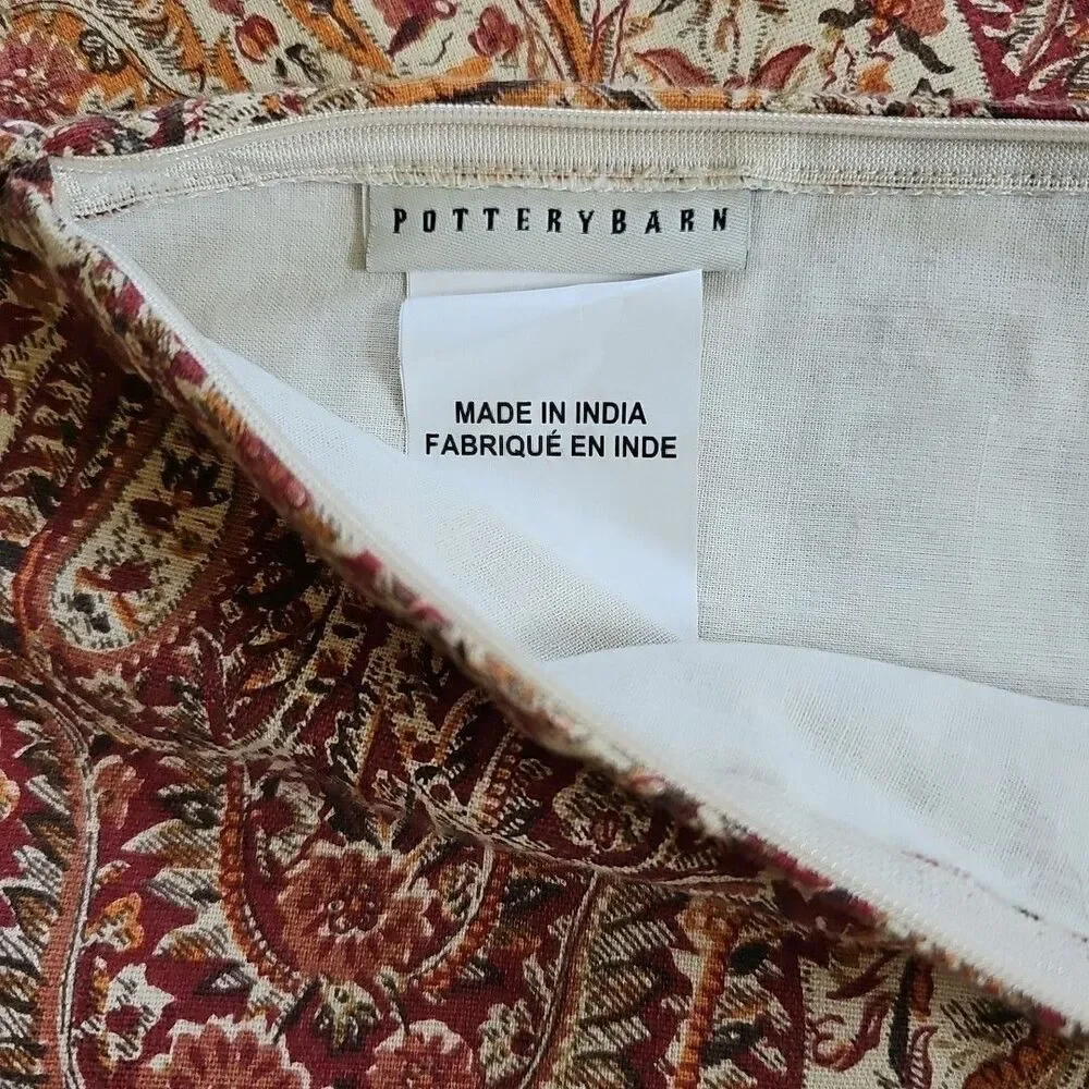 Pottery Barn Linen Cotton Paisley Pillow Covers Lumbar Square Boho Beachy